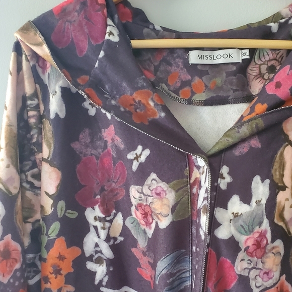 Misslook Hooded Floral Jacket Size 3XL - Picture 3 of 7